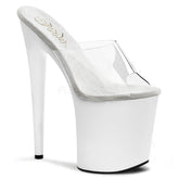 PLEASER FLAMINGO-801 Clear-White Platform Slides - Shoecup.com